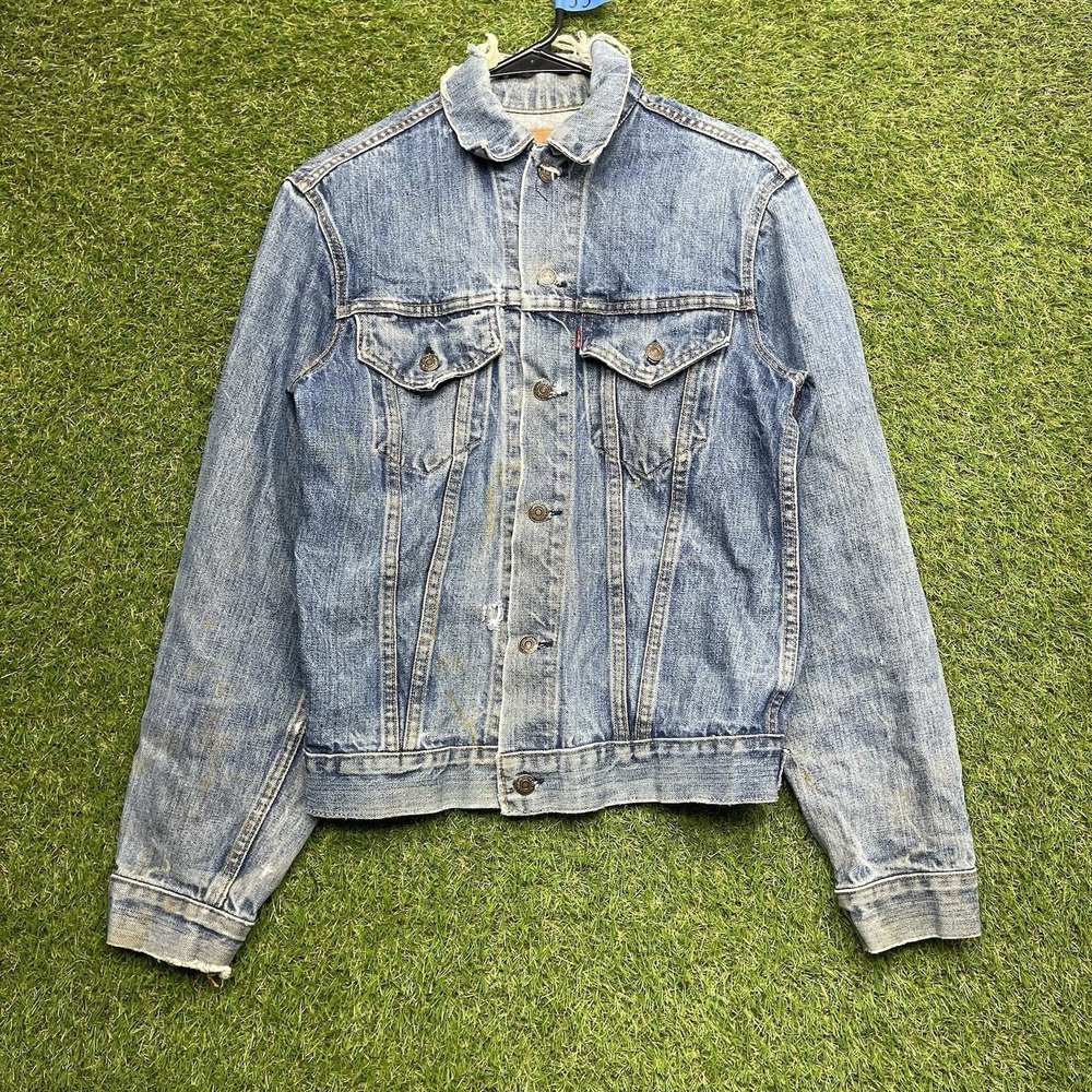 Vintage 90s Levis Jean Jacket Mens Small 34 Type III 3 Patch Trucker Workwear